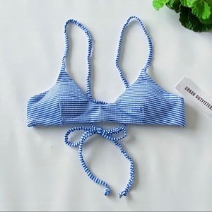 Urban Outfitters UO Out From Under Seersucker Bikini Top Small New Lace Up Back